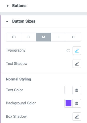 In Elementor theme style editor, you have control over all the button sizes